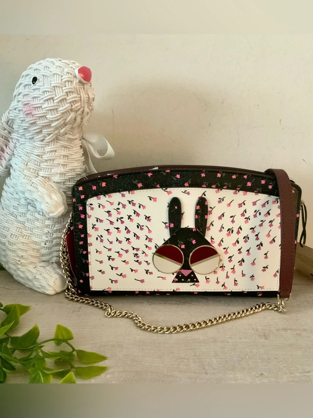 KATE SPADE NOVELTY SPADEMALS MONEY BUNNY E/W CROSSBODY BAG NWT